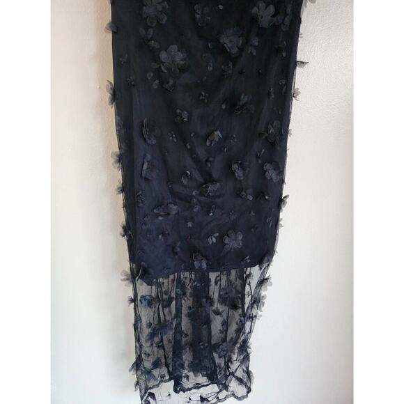 NWT Maeve Sleeveless Mesh 3D Flower Slip Midi Dress Size 10 Black #9F411 - Picture 6 of 13